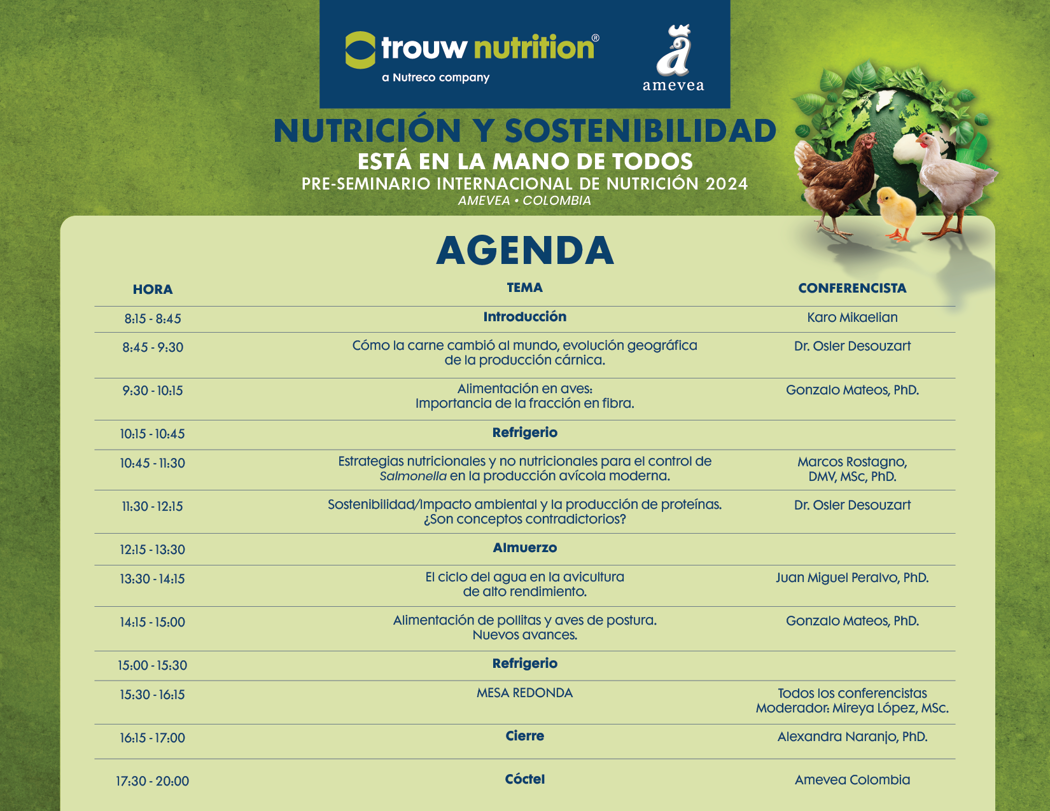 Agenda del Pre-seminario Internacional de Nutrición 2022